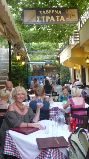 Louise toasts Taverna Strata (with ouzo, of course)