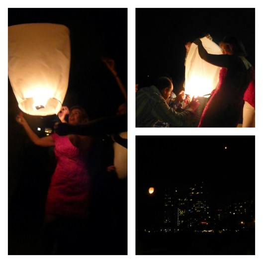 Sky lanterns on the beach
