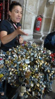 Our guide Vicky explains the meaning of thousands of Nonato padlocks.